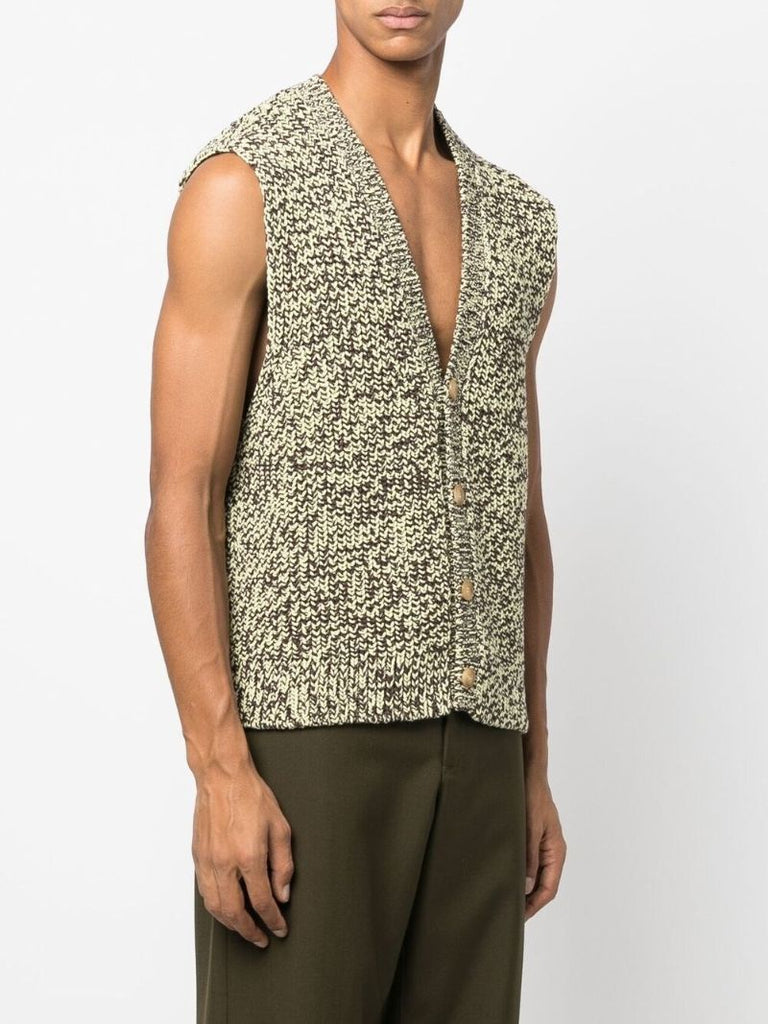 Brown Button Front Knit Vest