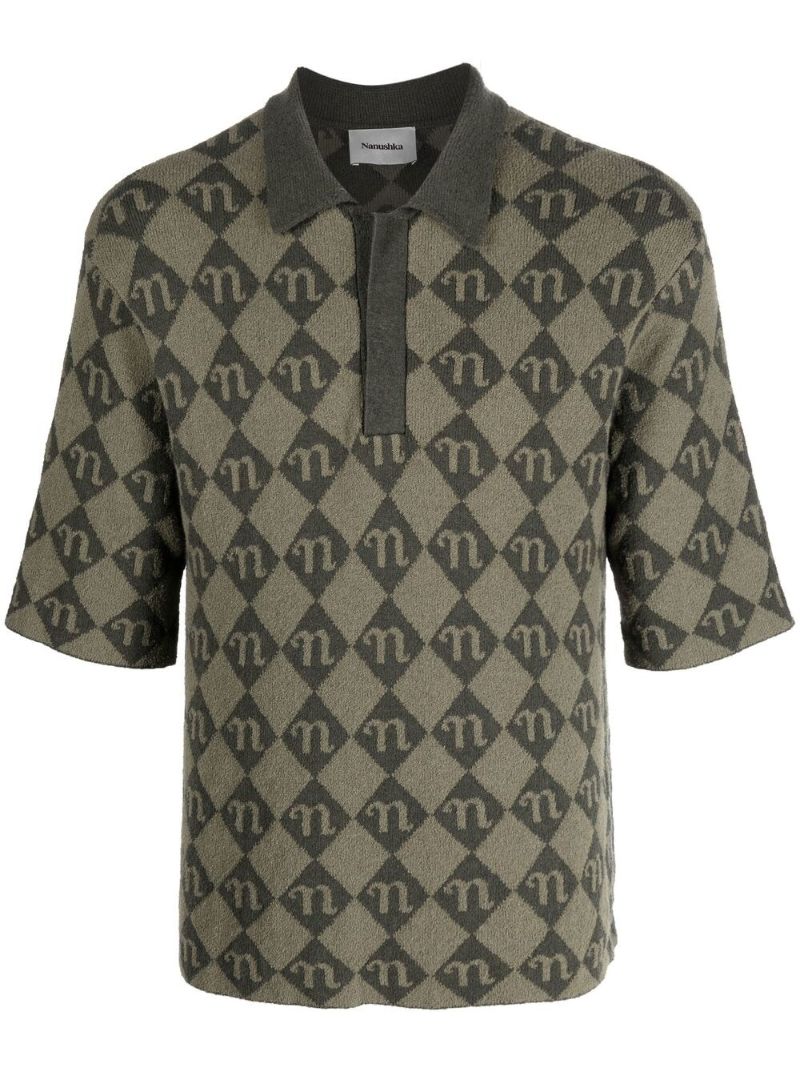 Green Monogram Jacquard Polo Shirt