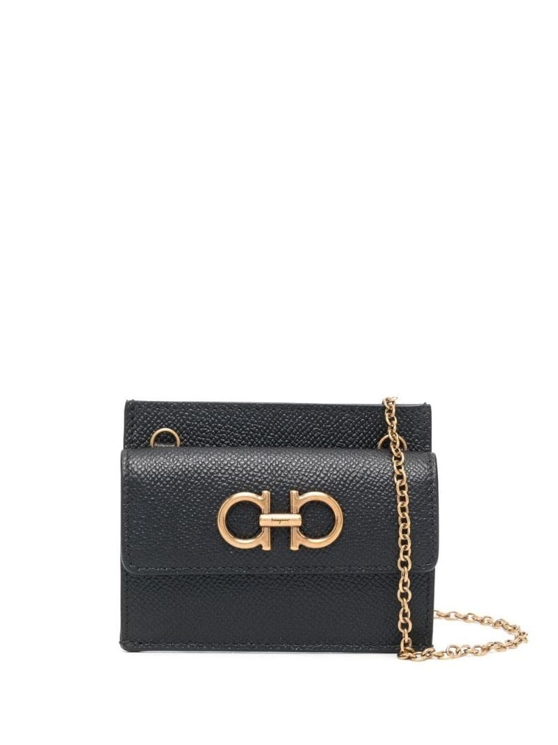 Black Gancini Leather Card Holder