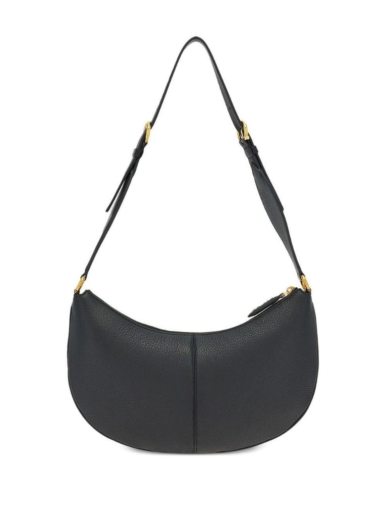 Black Maxi Gancio Leather Shoulder Bag
