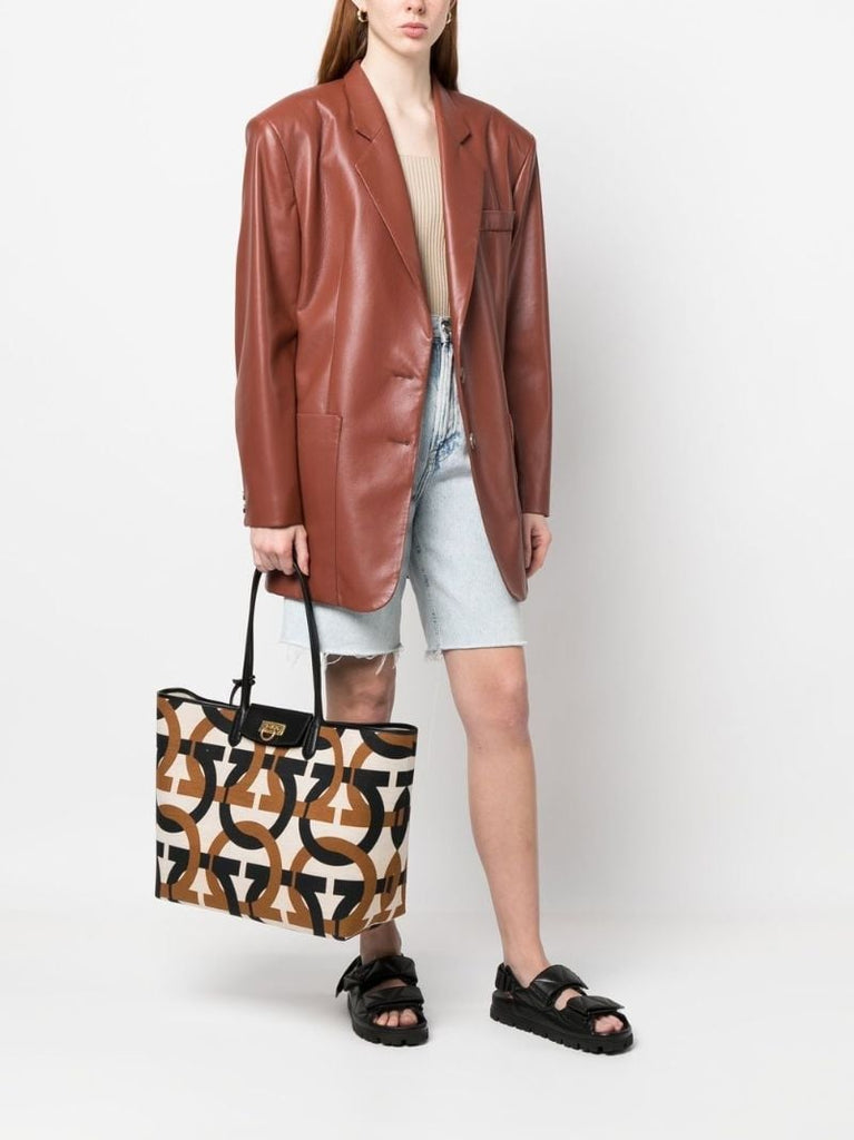 Natural Gancini Print Tote Bag