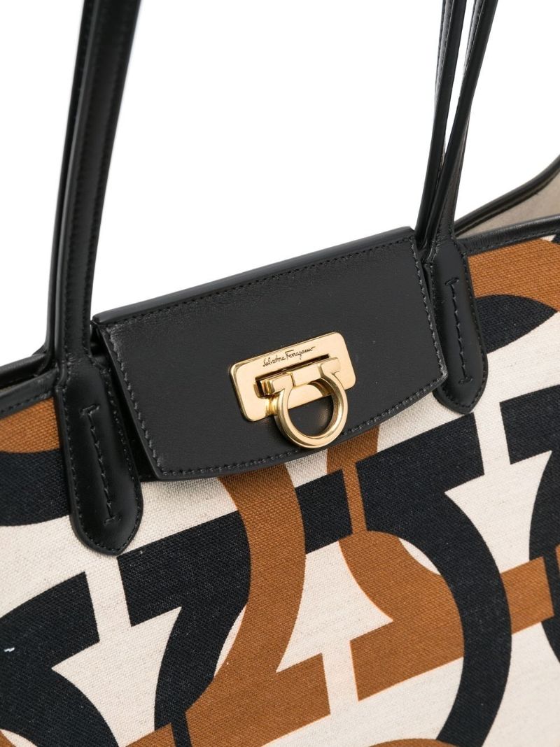 Natural Gancini Print Tote Bag