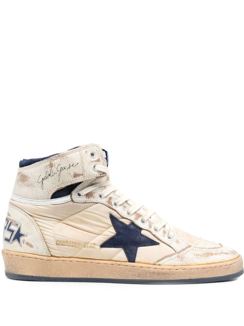 White Sky-star High Top Leather Sneakers