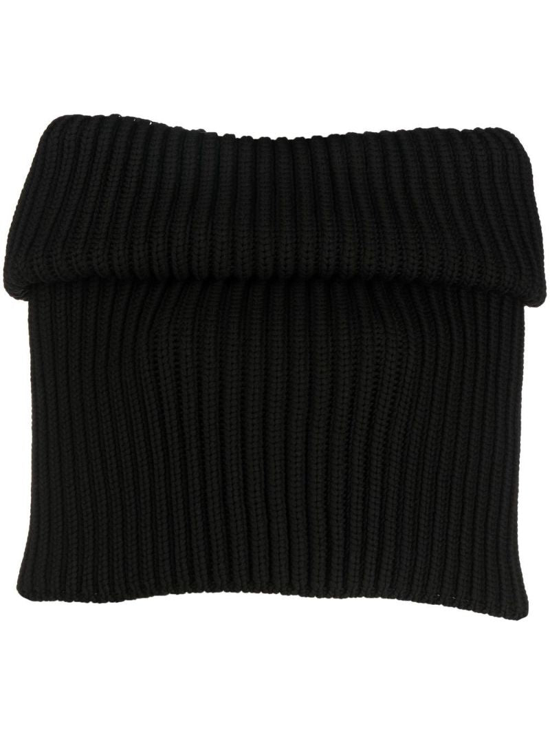 Black Ribbed Knit Scarf