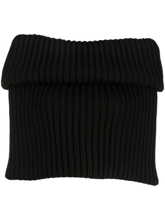 Black Ribbed Knit Scarf