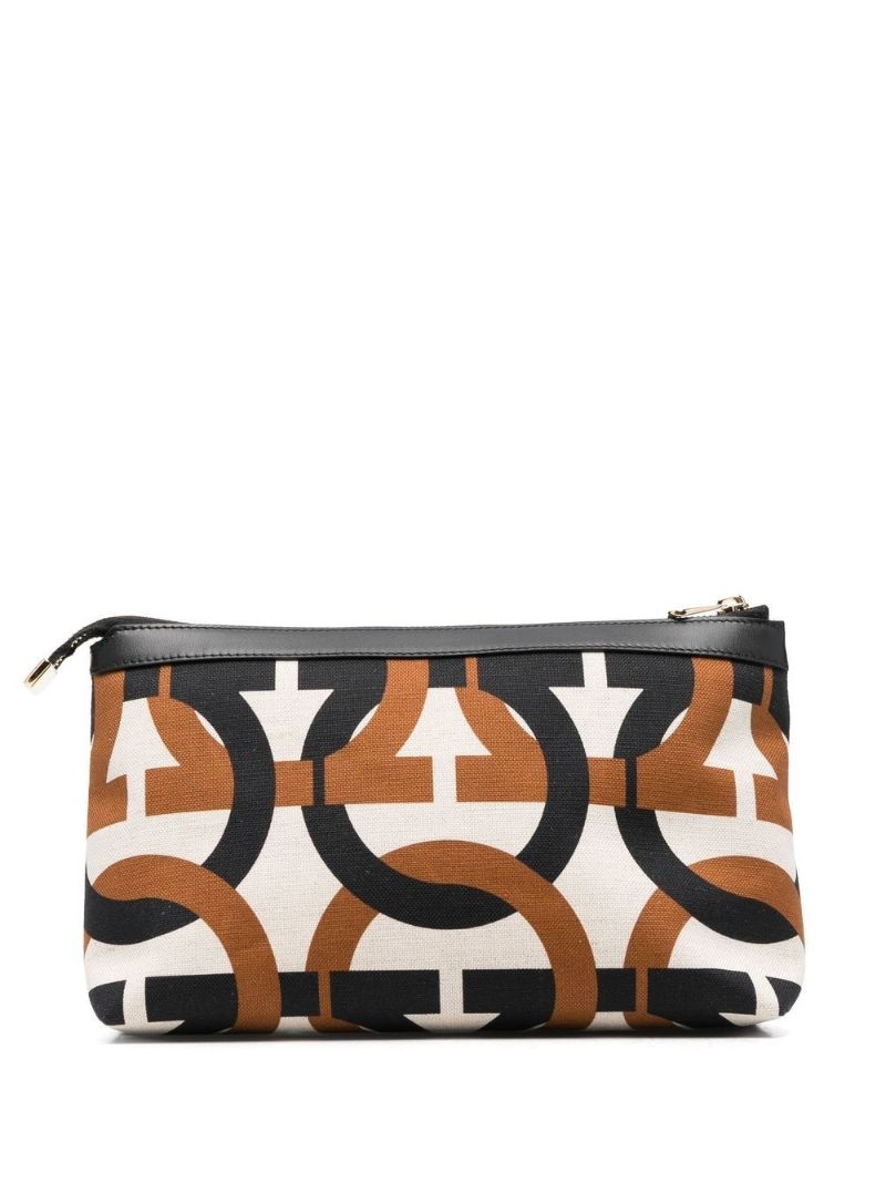 Neutral Monogram Print Cosmetics Bag