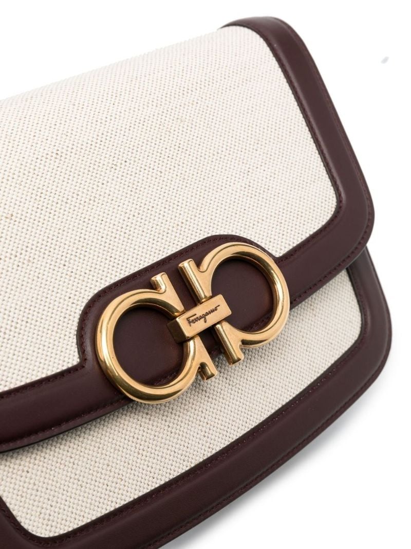 Natural Beige Signature Gancini Plaque Crossbody Bag