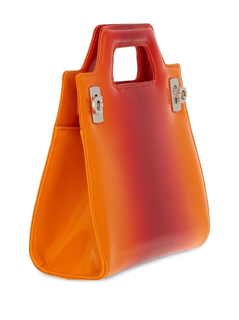 Orange Wanda Airbrushed Leather Tote Bag