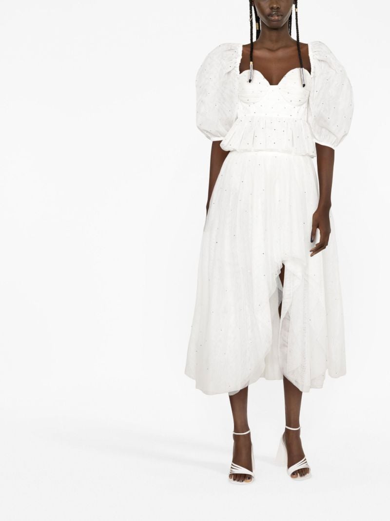 White Crystal Tulle Blouse