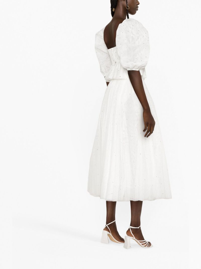 White Crystal Tulle Blouse