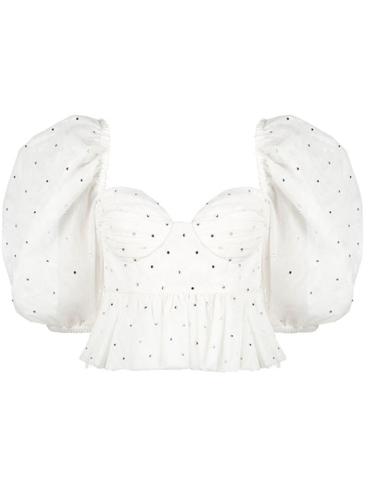 White Crystal Tulle Blouse