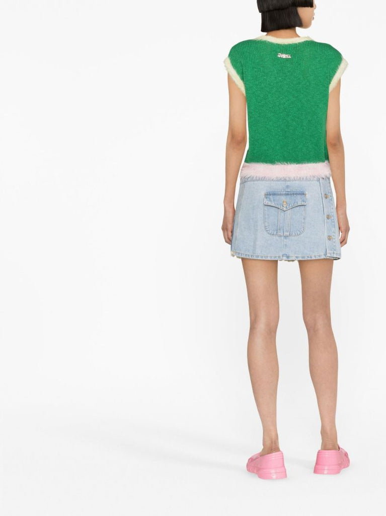 Green Patterned Knitted Vest