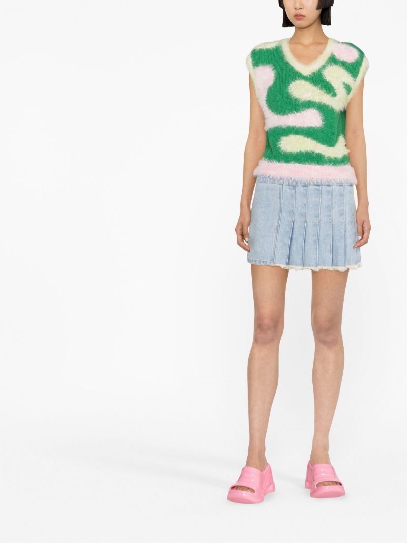Green Patterned Knitted Vest