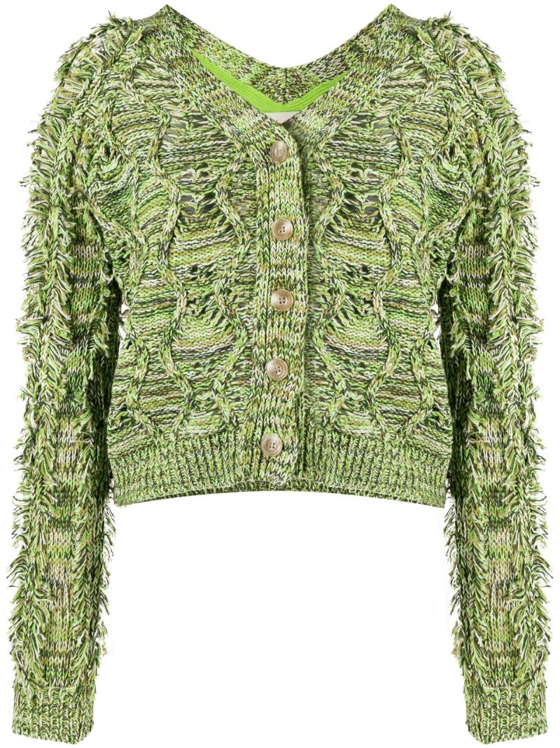 Green BouclÃ_x0083_Â© Knit Cardigan