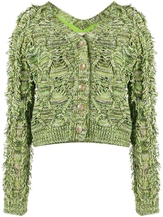 Green BouclÃ_x0083_Â© Knit Cardigan