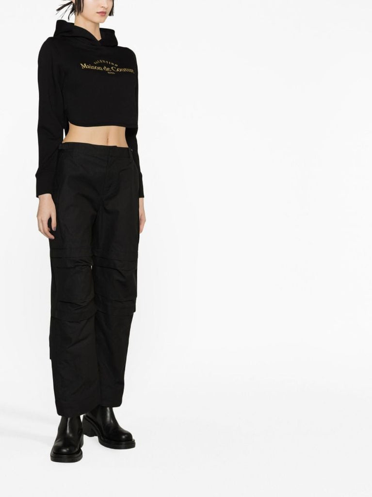 Black Cotton Cargo Pants