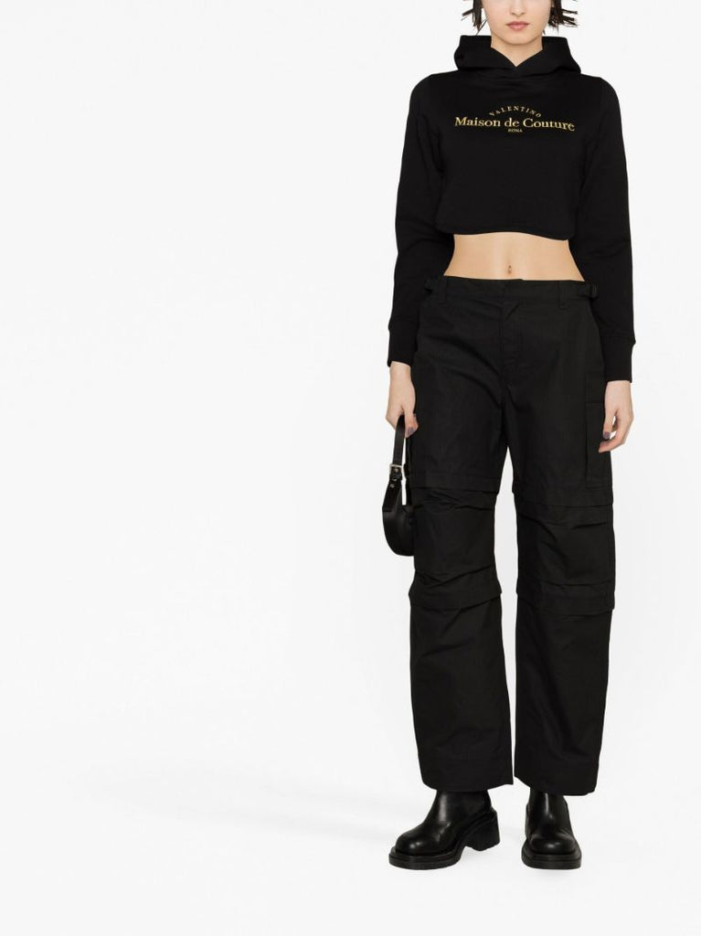 Black Cotton Cargo Pants