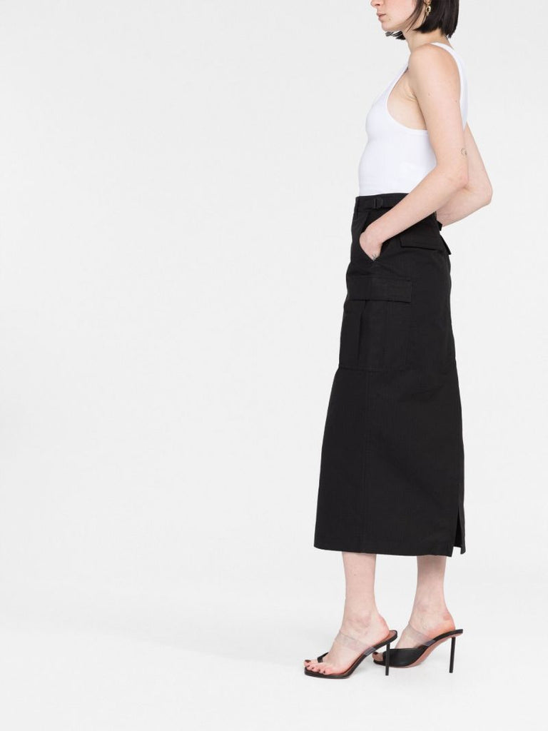 Black High Waist Midi Skirt