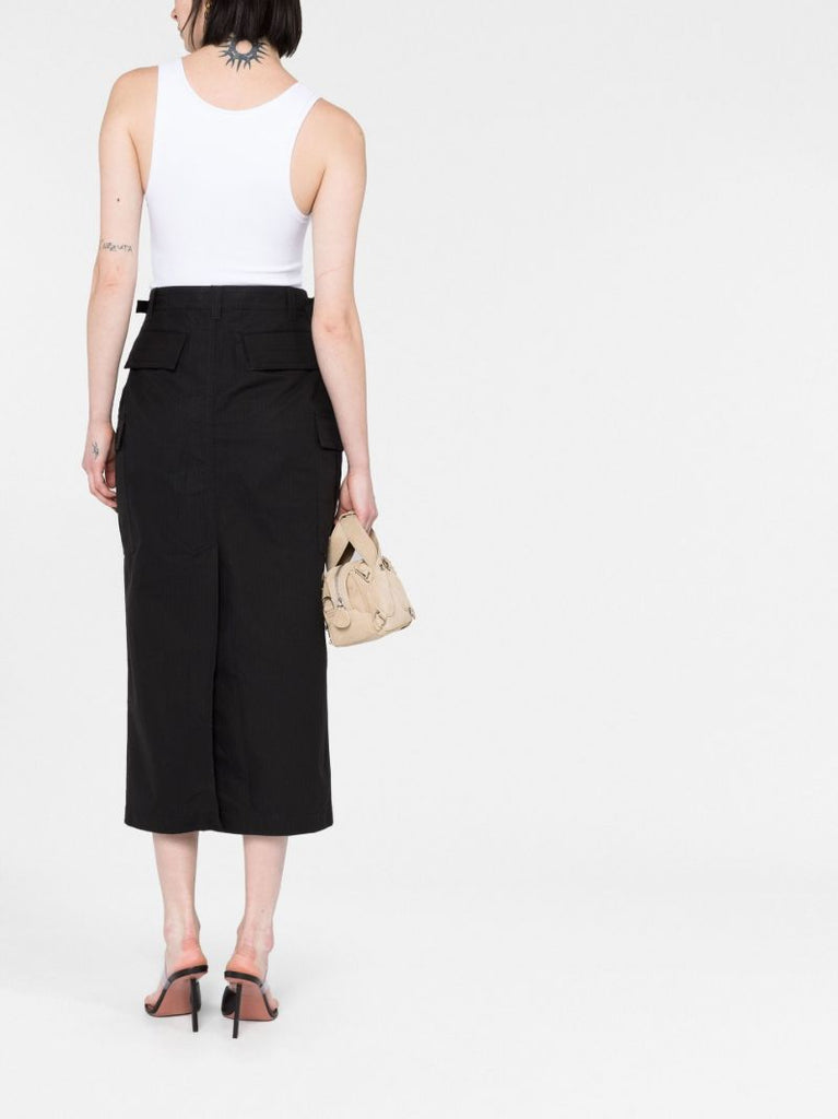 Black High Waist Midi Skirt