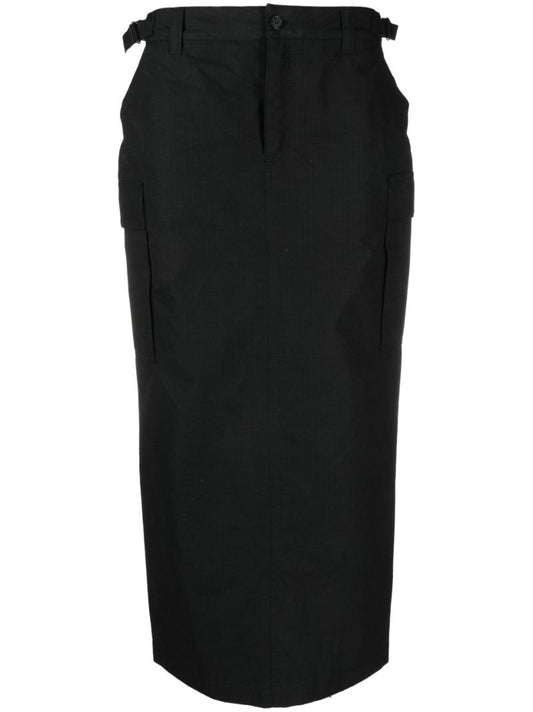 Black High Waist Midi Skirt