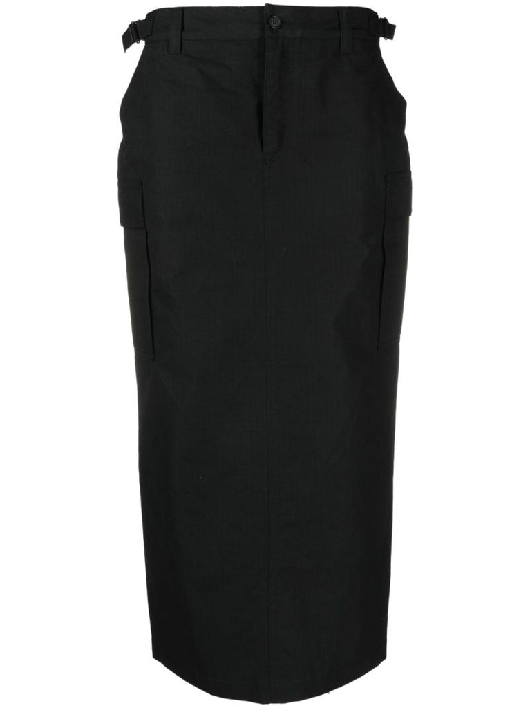 Black High Waist Midi Skirt