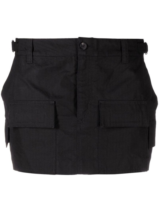 Black Cargo Mini Skirt