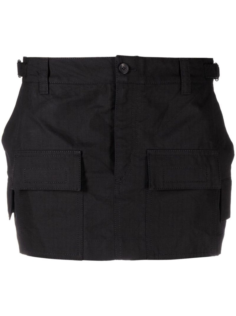 Black Cargo Mini Skirt