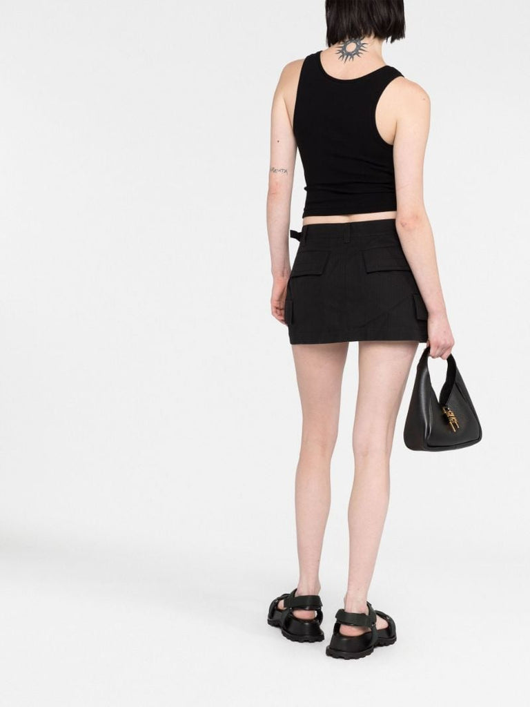 Black Cargo Mini Skirt