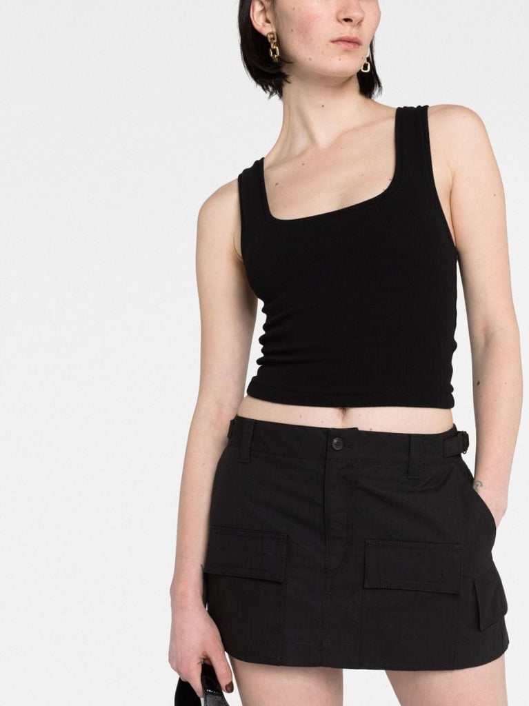 Black Cargo Mini Skirt