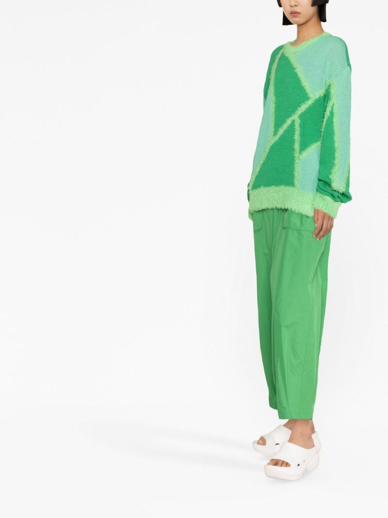 Green Geometric Intarsia Knit Sweater