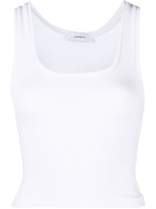 White Ribbed Vest Top
