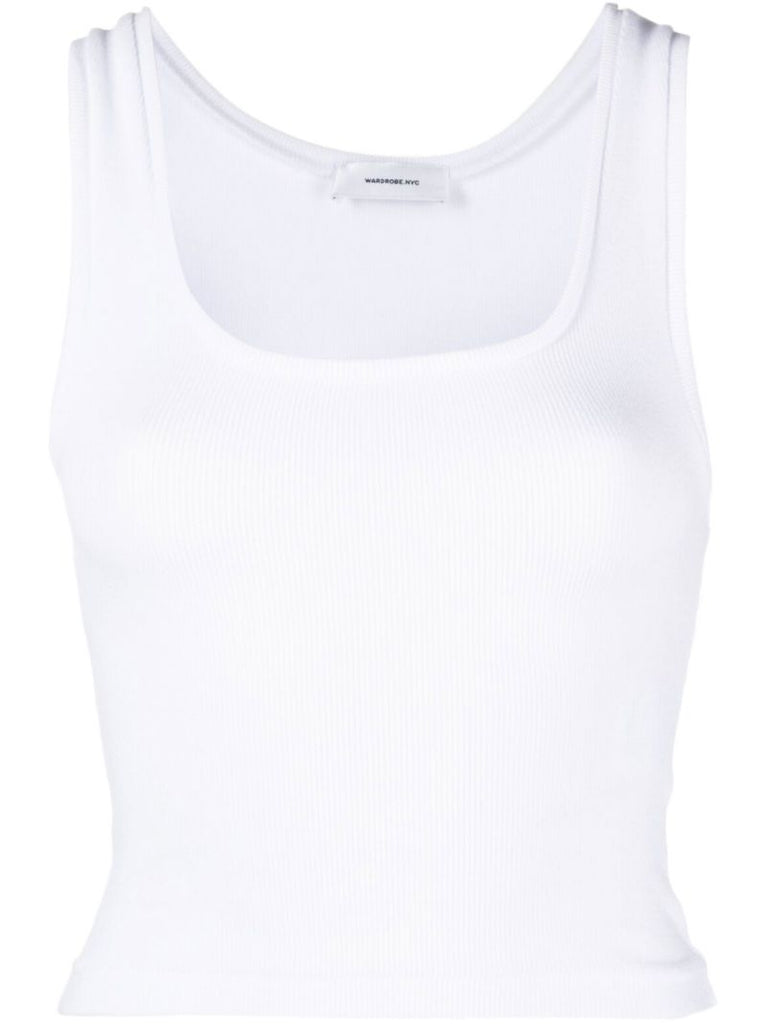 White Ribbed Vest Top