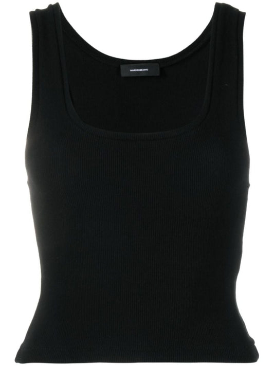 Black Ribbed Vest Top
