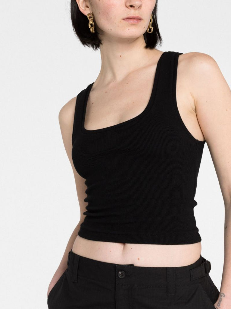 Black Ribbed Vest Top