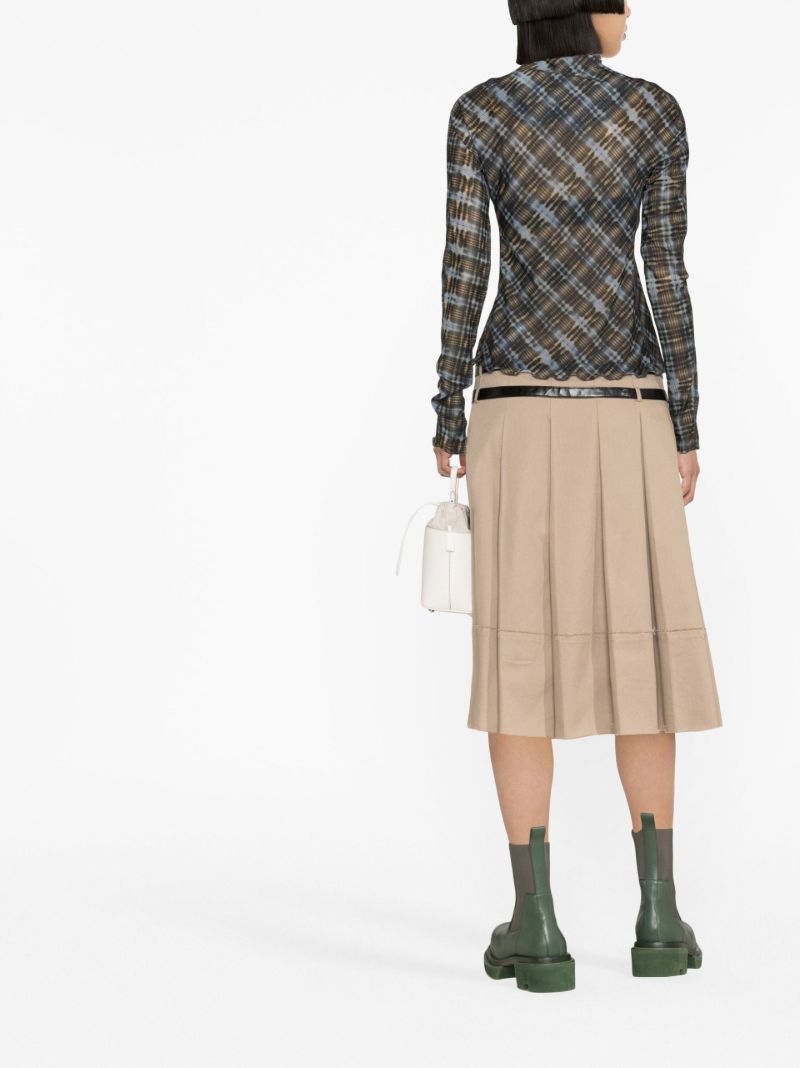 Black Halycon Check Print Top