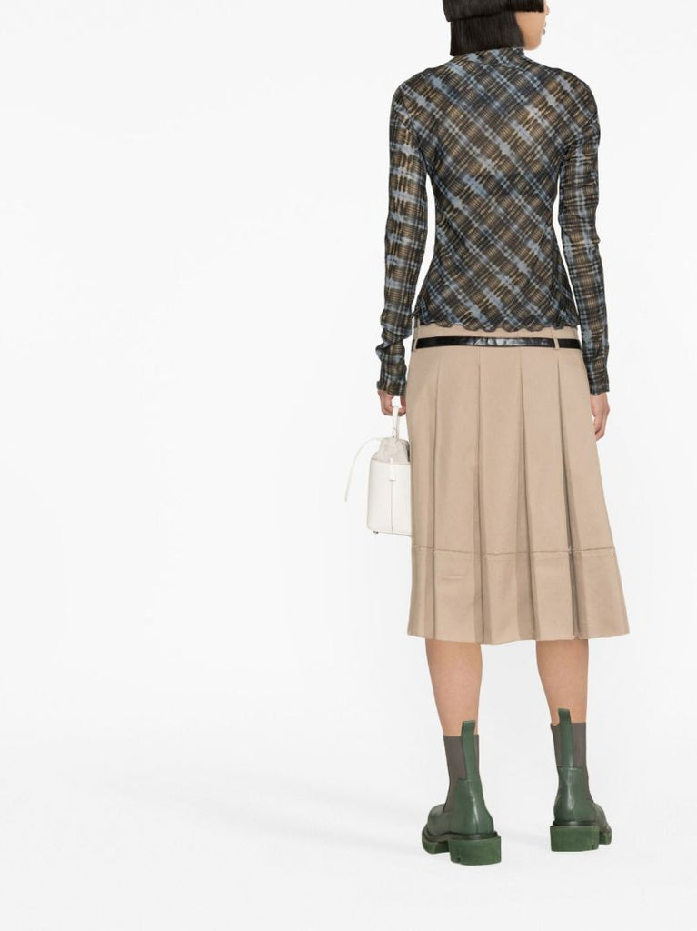 Black Halycon Check Print Top
