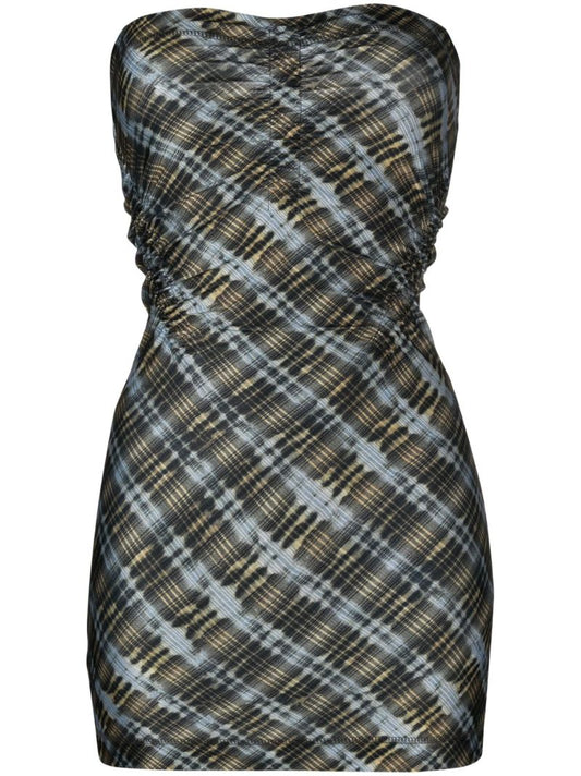 Black Skinn Checked Mini Dress
