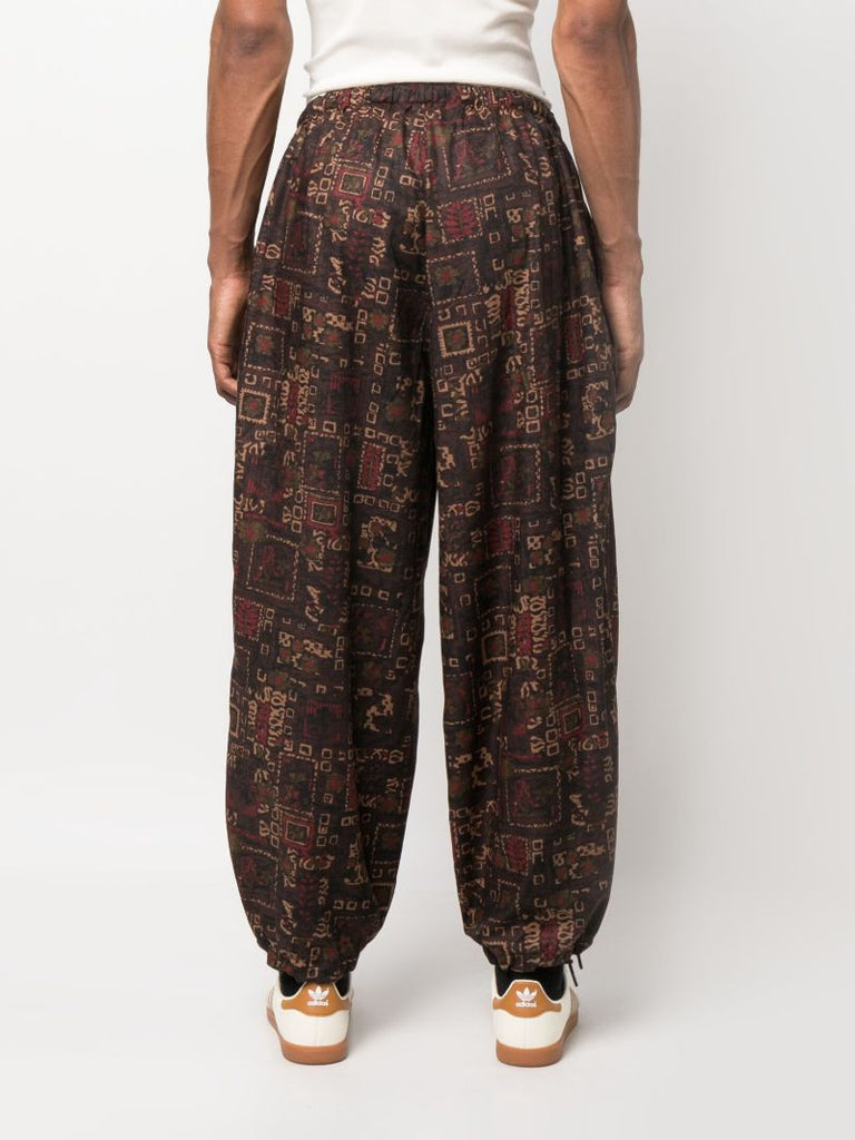 Brown Geometric Print Loose Fit Trousers