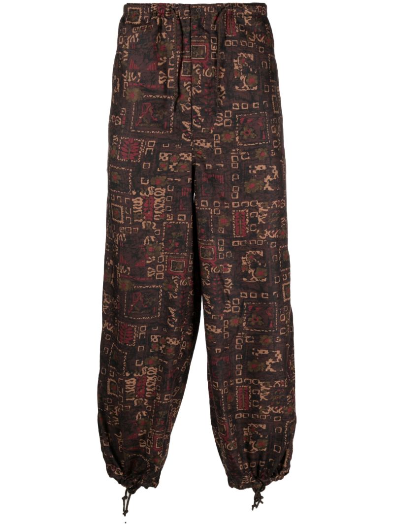 Brown Geometric Print Loose Fit Trousers