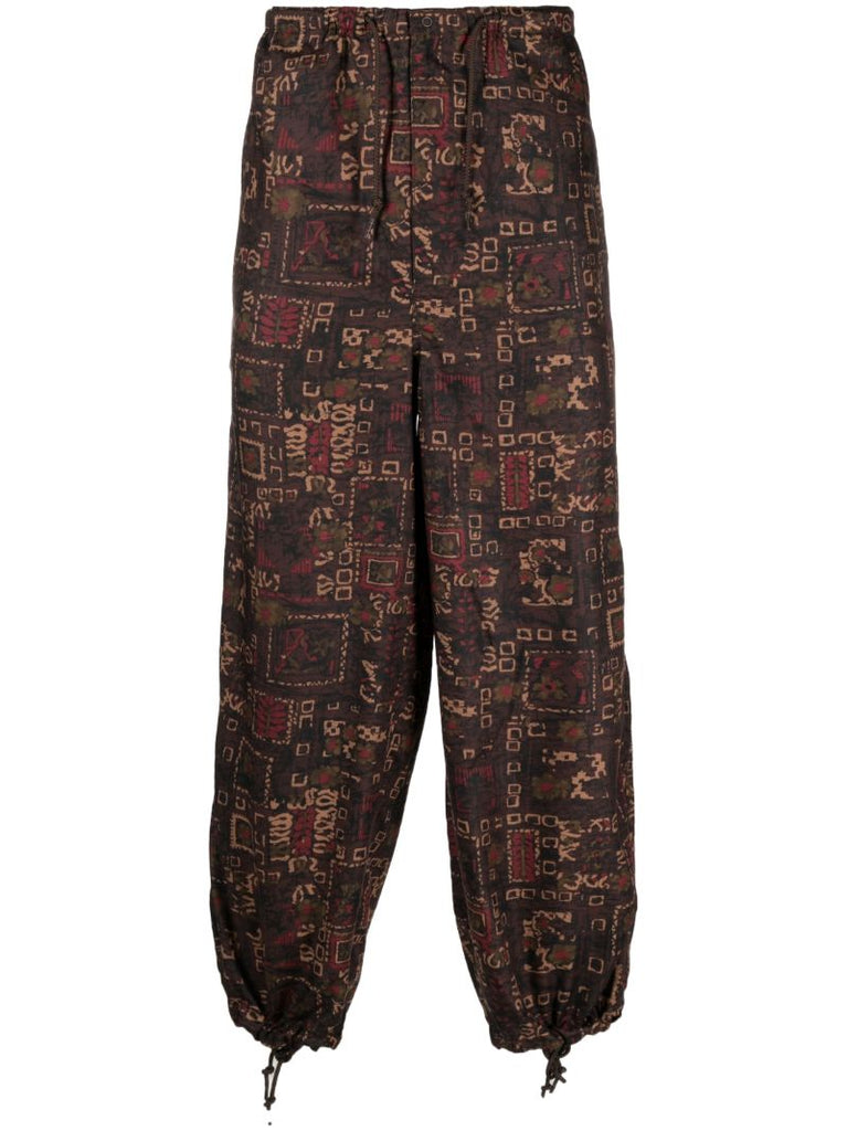 Brown Geometric Print Loose Fit Trousers