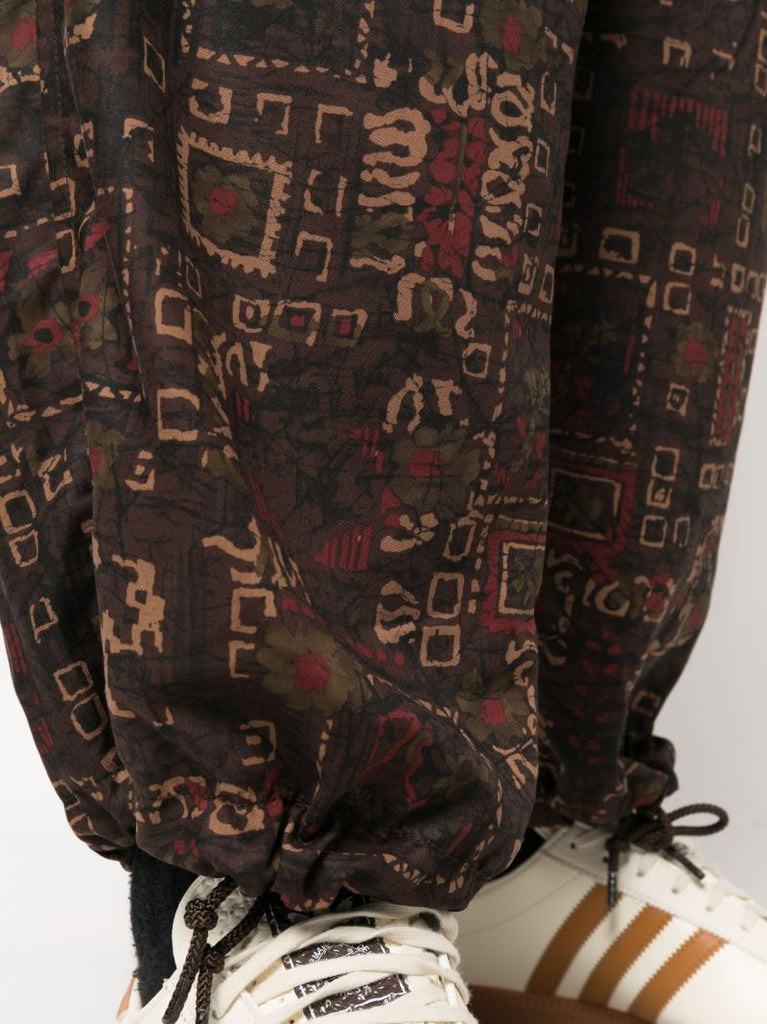 Brown Geometric Print Loose Fit Trousers