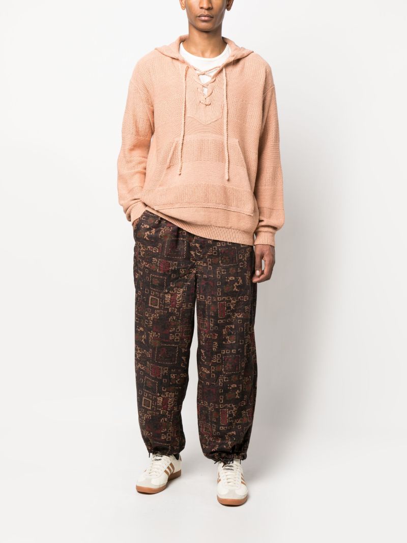 Brown Geometric Print Loose Fit Trousers