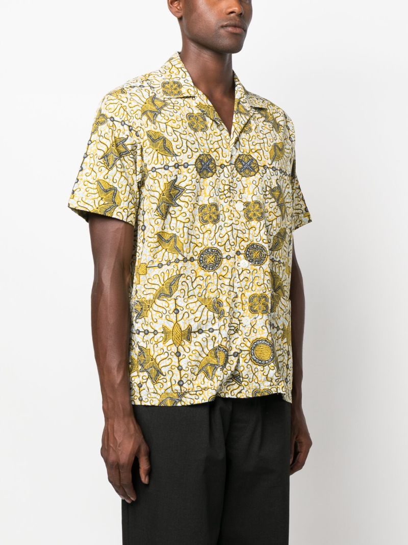 Yellow Batik Print Short-sleeve Shirt