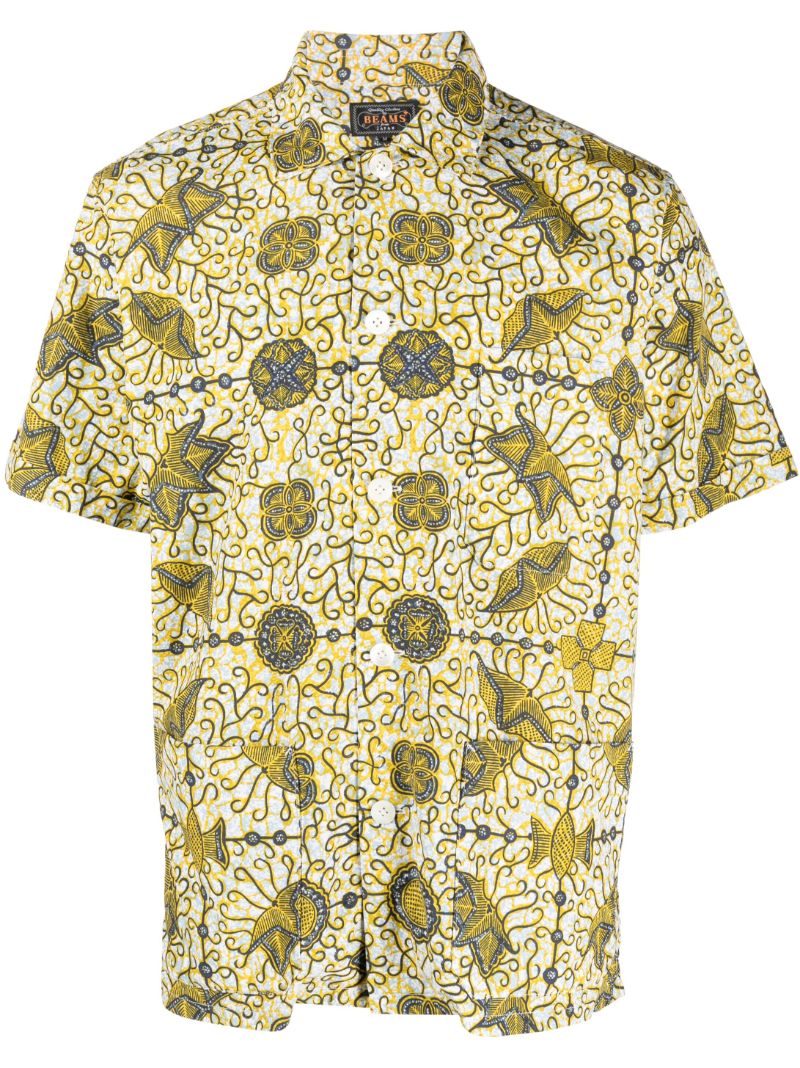 Yellow Batik Print Short-sleeve Shirt