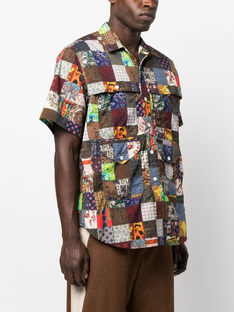 Green Adventure Shirt Patchwork Print Shirt