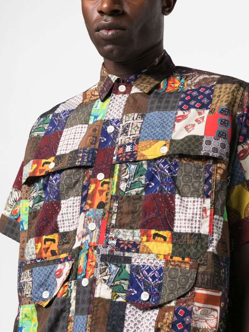 Green Adventure Shirt Patchwork Print Shirt