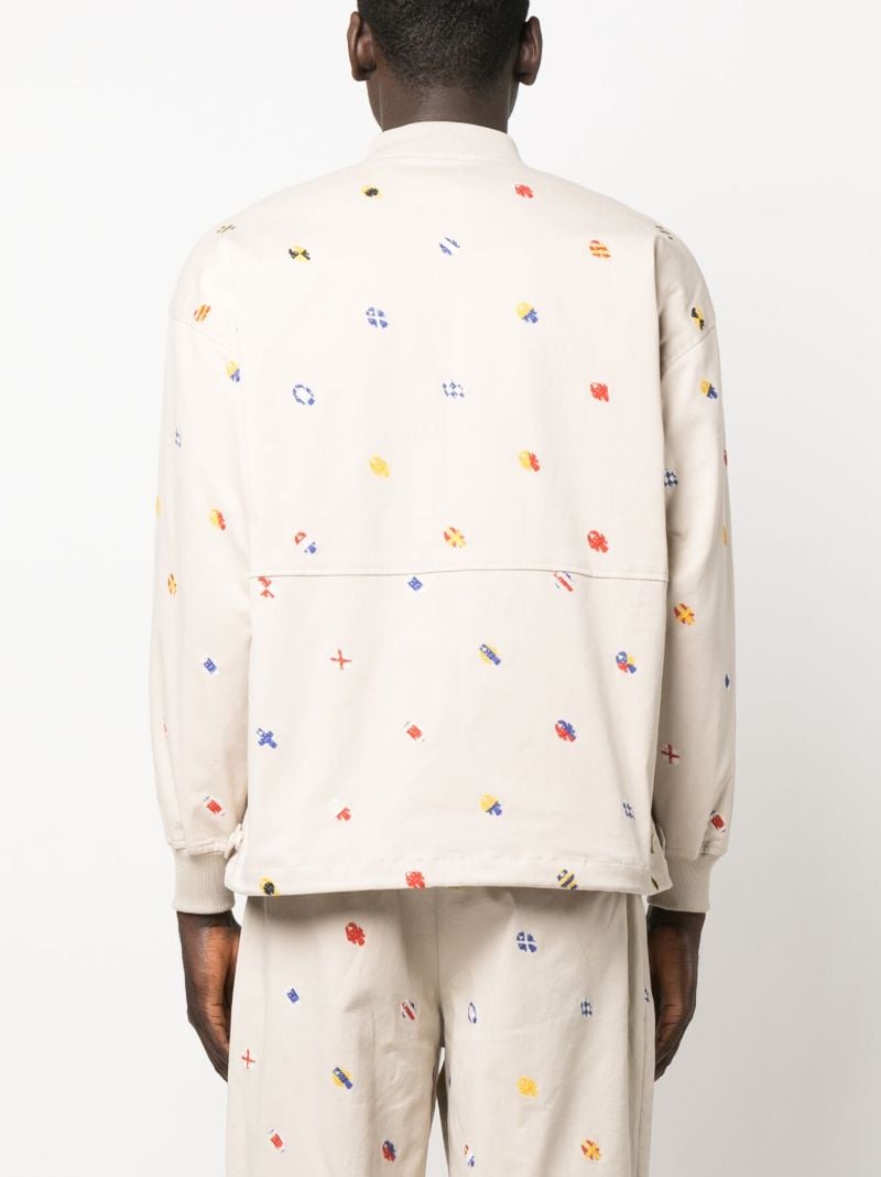 Beige Boat Embroidery Jacket