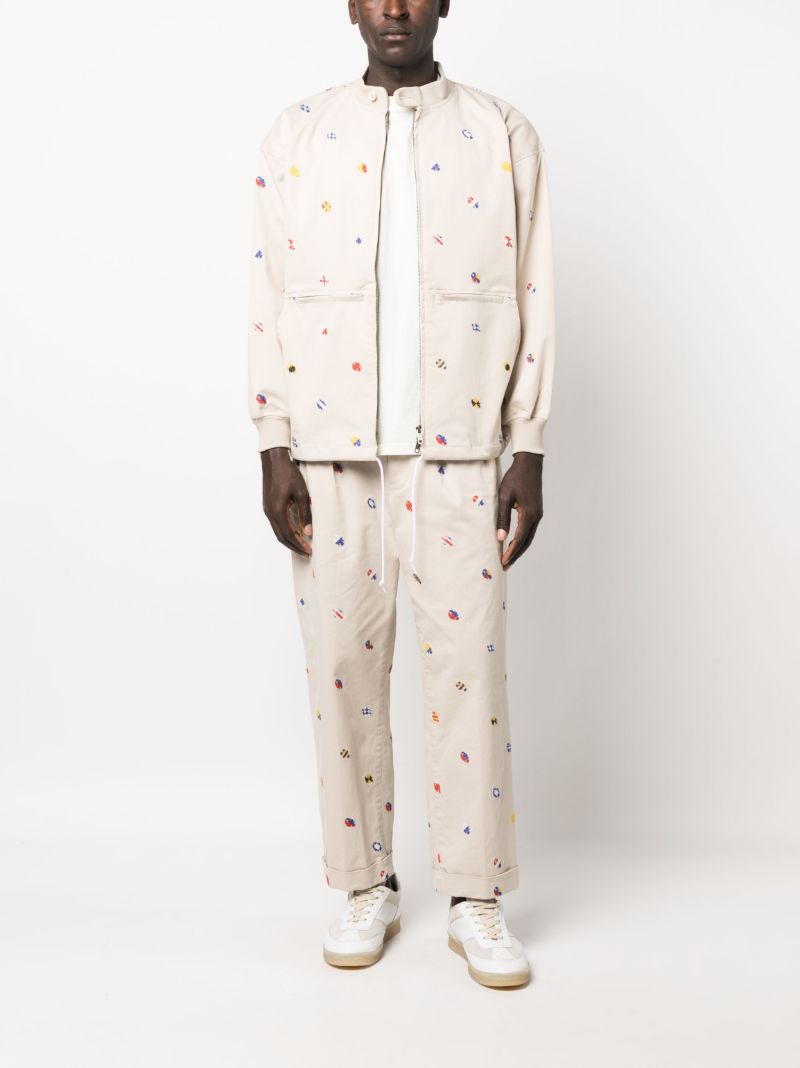 Beige Boat Embroidery Jacket