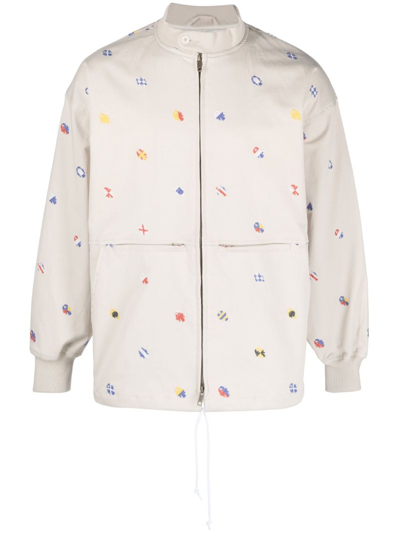 Beige Boat Embroidery Jacket
