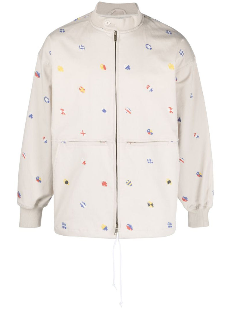Beige Boat Embroidery Jacket